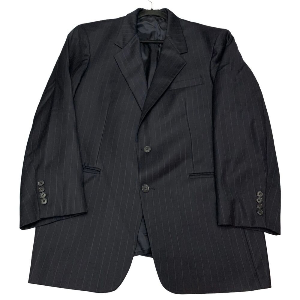 Michael Hopkins Beverly Hills Custom Blazer Men 42R Black Pinstripe Wool Jacket